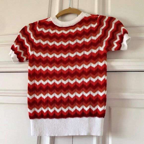 Colourful Retro Zig Zag Chevron Pointelle Sweater - Size S - Picture 3 of 13